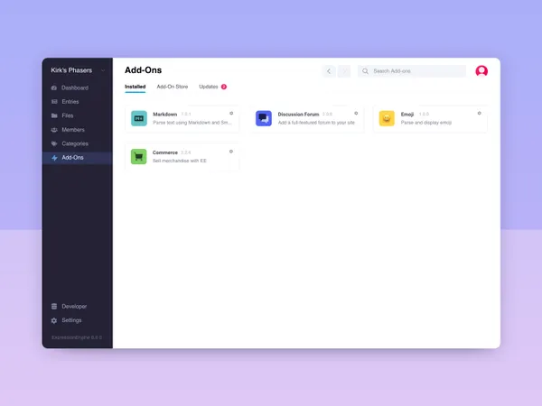 EE Control Panel Card